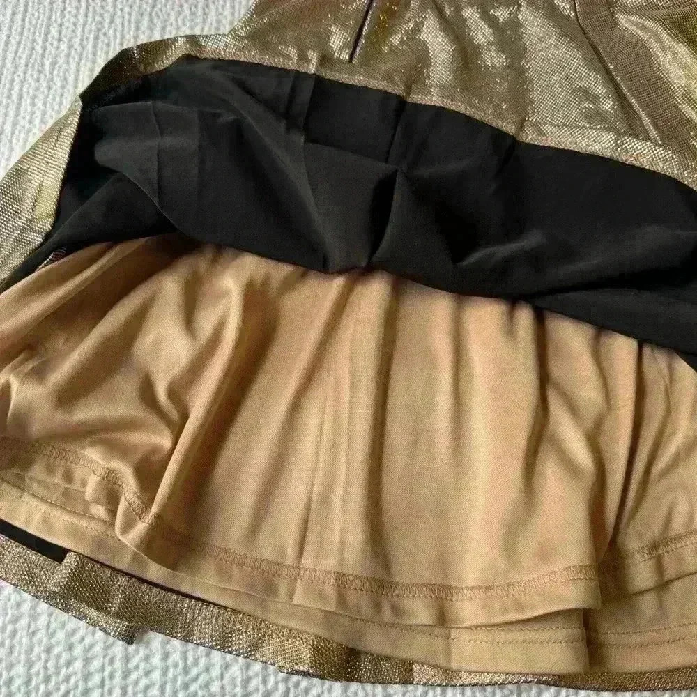 Lulu’s womens XS Keeps Getting Better Gold metallic Skater summer party Dress - Picture 6 of 13